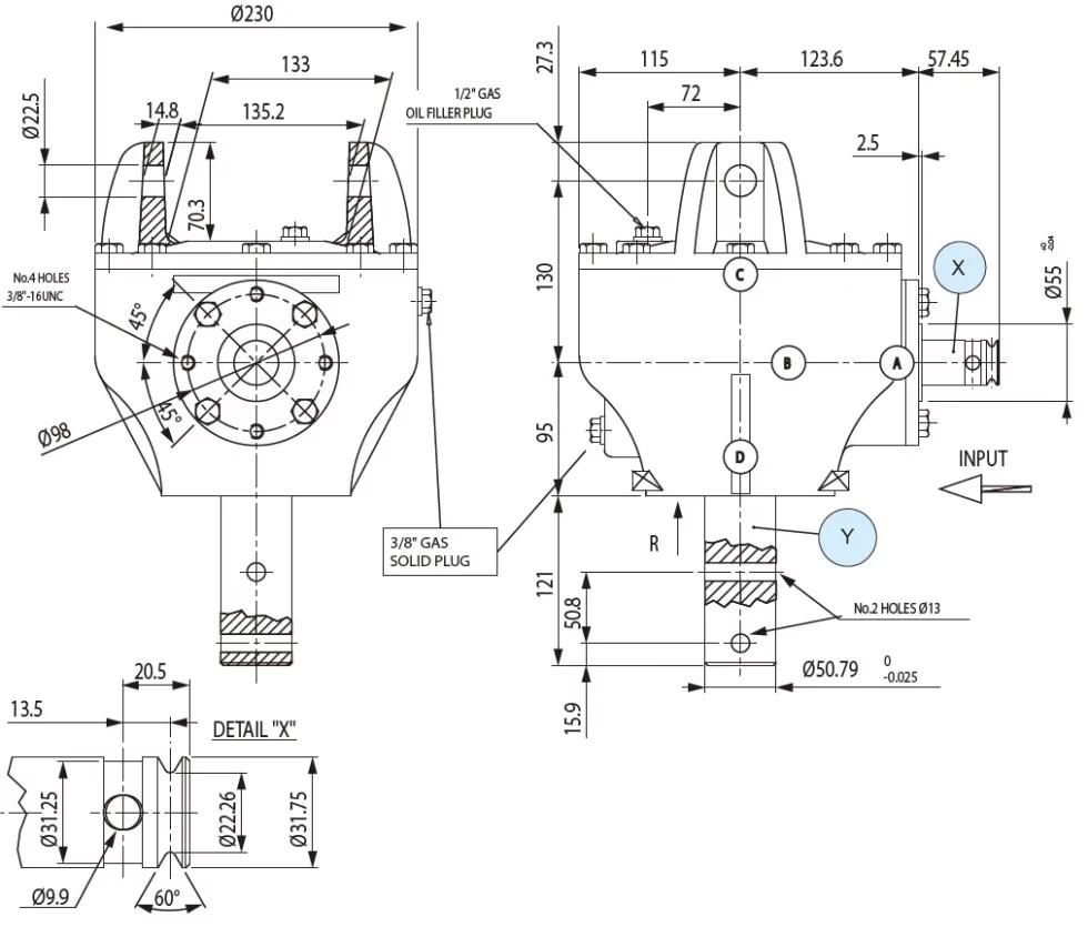 L196J post hole digger gearbox