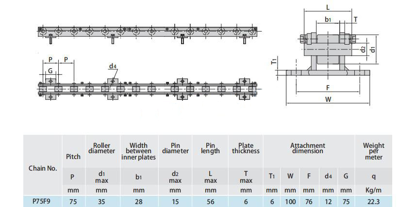 Conveyor Chains for Steel Mill P75F9