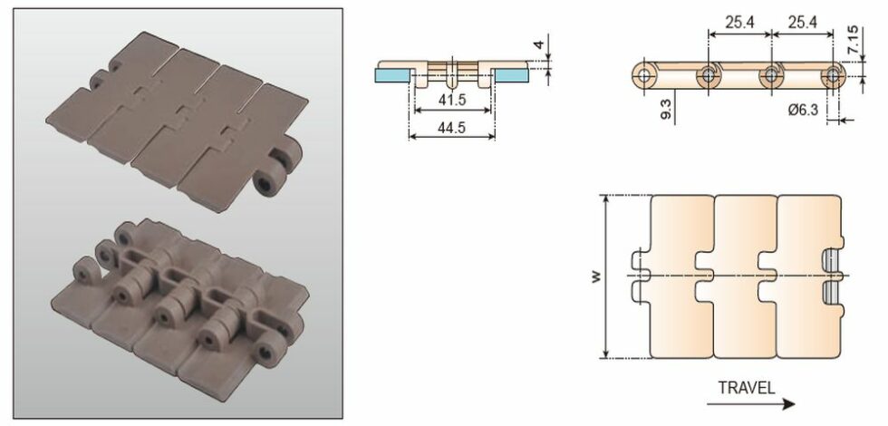 Single Hinge Straight Running Plastic Flat Top Chains