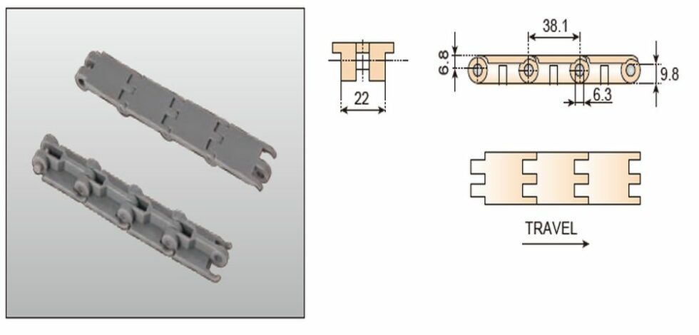Plastic Mini Flat Top Chains