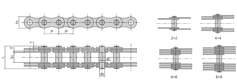 Multiple Plate Bearing Pin Chains