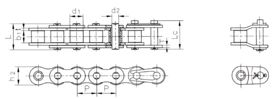 Simplex Stainless Steel Roller Chains drawing