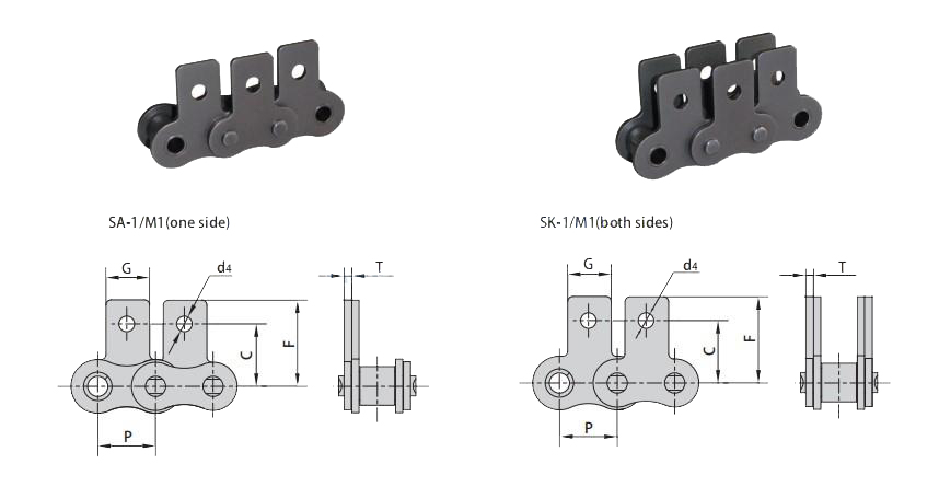 one or both sides Attachments Conveyor Chain