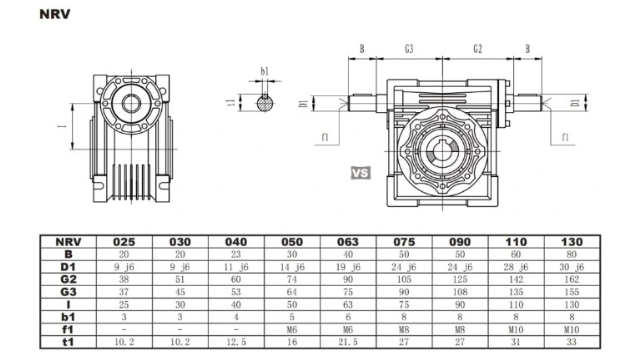 NRV-VS Dual Solid Shaf worm gearbox