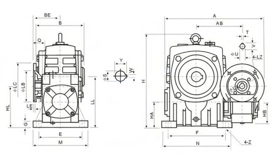 WPEDKA Series Double Stage Worm Gearboxes