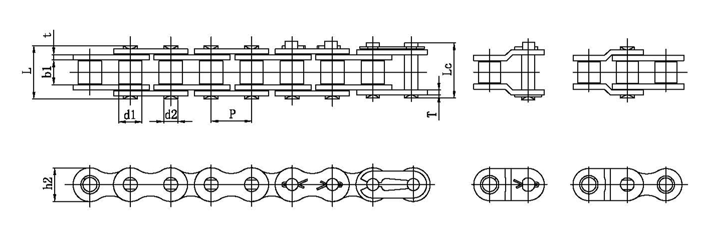 B series single strand short pitch roller chains diameter