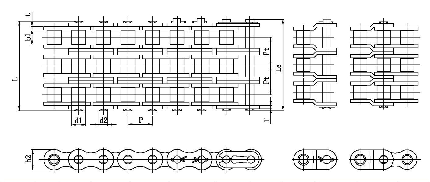 B series triple strand short pitch roller chains diameter