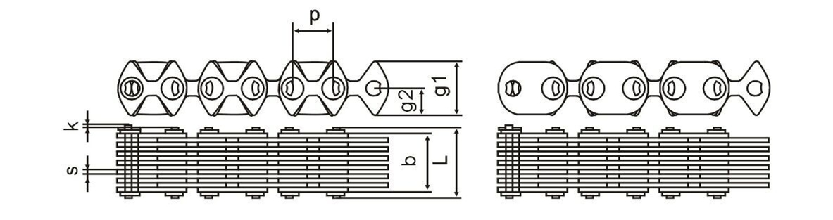 BIZ series HY-VO Inverted tooth chains drawing