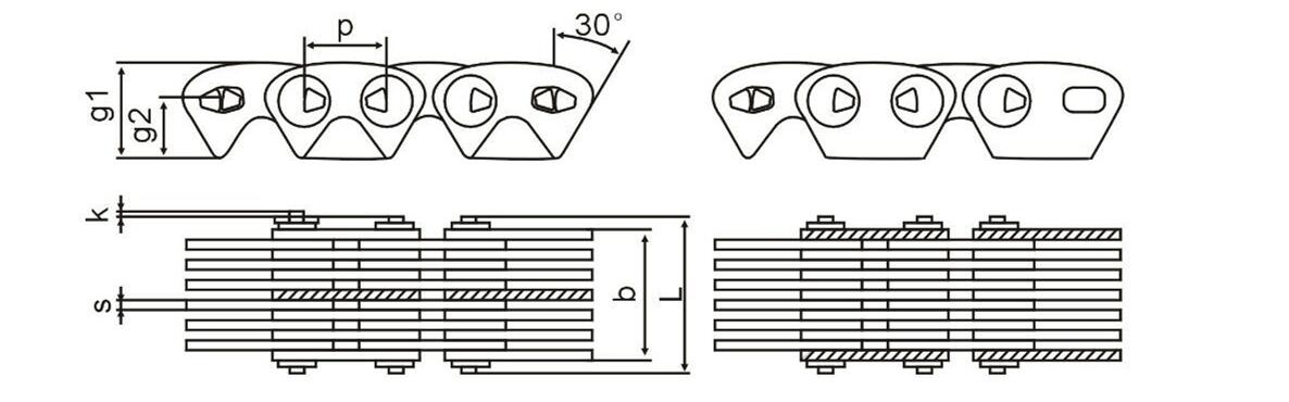HPC series HY-VO Inverted tooth chains drawing