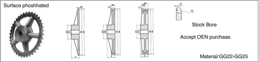 Cast iron sprockets DIN8187